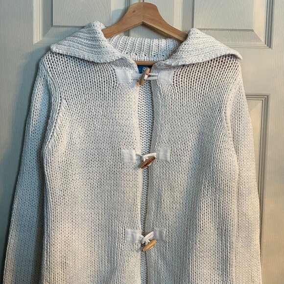 Smart Set White Cardigan with wood buttons and large collar - Picture 6 of 8